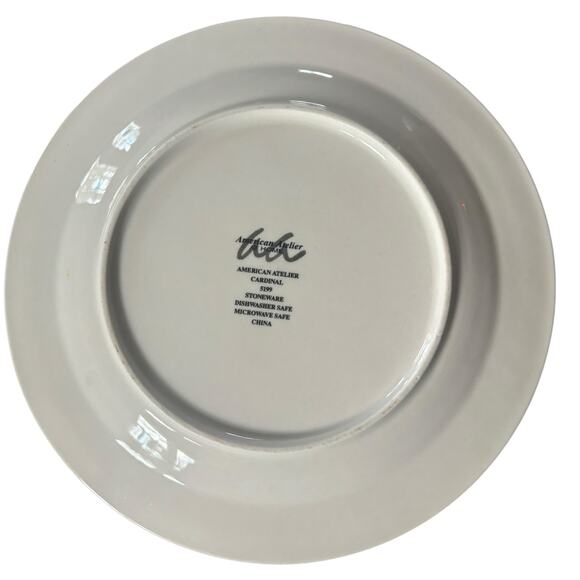 Christmas Woodland Cardinal Plates by AMERICAN ATELIER Holidays Red Bird 7.75” - Picture 4 of 6